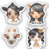 Girl Animal Liebhaber Aufkleber (Vorderseite)