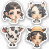 Girl Animal Liebhaber Aufkleber (Vorderseite)