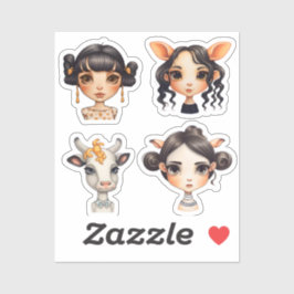 Girl Animal Liebhaber Aufkleber