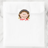 Girl Animated Face Super Job Sticker (Tasche)