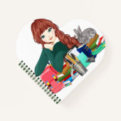 Girl Anime Books und Rabbit Heart Shape Notebook Notizblock (Vorderseite)