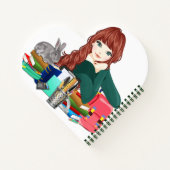 Girl Anime Books und Rabbit Heart Shape Notebook Notizblock (Rückseite)