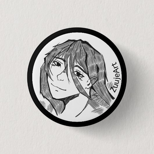 Girl, anime, lineart button (Vorderseite)