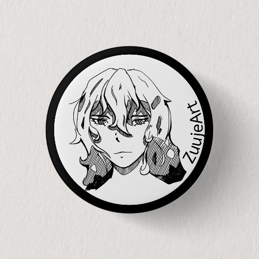 Girl anime, lineart button (Vorderseite)