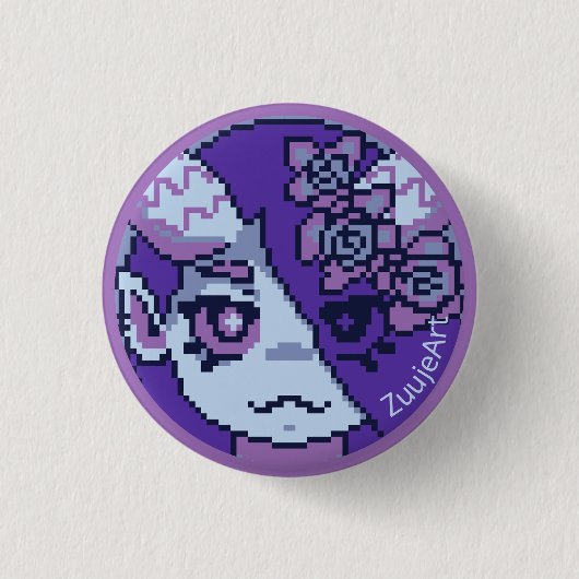 Girl, anime, pixelart button (Vorderseite)