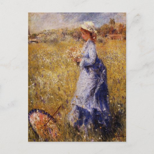 Girl-Ansammlung-Blume von Renoir Postkarte (Vorderseite)