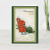 Girl Ansammlung Holly Vintage Weihnachten Karte (Vorderseite)