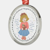 Girl Apple Teacher Silbernes Ornament (Links)