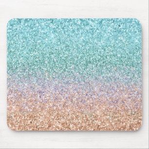 Girl Aqua Peach Gold Lila Minze Mermaid Glitzer Mousepad