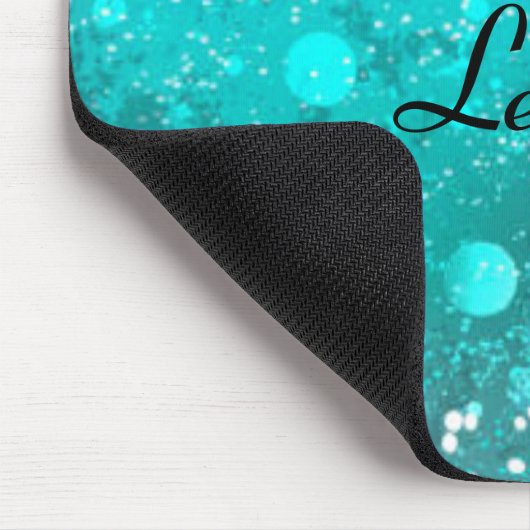 Girl Aquamarin Aqua Blue Glitzer Sparkle Monogram Mousepad (Ecke)