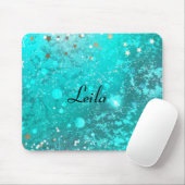 Girl Aquamarin Aqua Blue Glitzer Sparkle Monogram Mousepad (Mit Mouse)