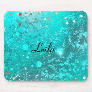 Girl Aquamarin Aqua Blue Glitzer Sparkle Monogram  Mousepad