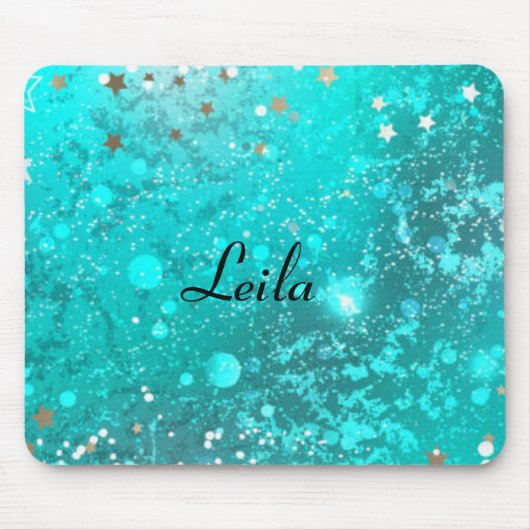 Girl Aquamarin Aqua Blue Glitzer Sparkle Monogram Mousepad (Vorne)
