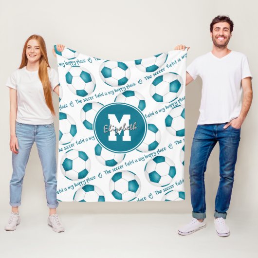 Girl aquamarin Das Fußballfeld ist mein glückliche Fleecedecke (Beispiel)