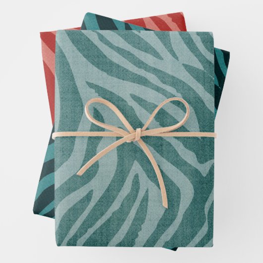 Girl Aquamarin Green Zebra Print Geschenkpapier Set (Beispiel)