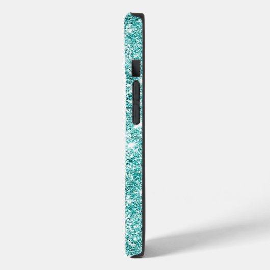 Girl-aquamarin-grüner Glitzer Blätter monogramm Case-Mate iPhone Hülle (Rückseite / Links)
