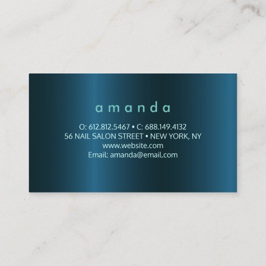 Girl-aquamarin-grüner Glitzer Blätter monogramm Visitenkarte (Rückseite)