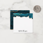 Girl Aquamarin Velvet Agate Geode Script Square 2 Mitteilungskarte (Vorderseite/Rückseite Beispiel)