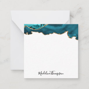 Girl Aquamarin Velvet Agate Geode Script Square 2 Mitteilungskarte