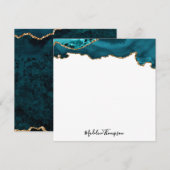 Girl Aquamarin Velvet Agate Geode Script Square Mitteilungskarte (Vorne/Hinten)