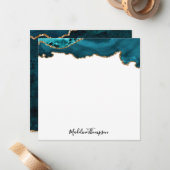 Girl Aquamarin Velvet Agate Geode Script Square Mitteilungskarte (Vorderseite/Rückseite Beispiel)