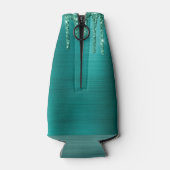 Girl-Aquamarine Tropfscheibe Glitzer gebürstetes M Flaschenkühler (Rückseite)