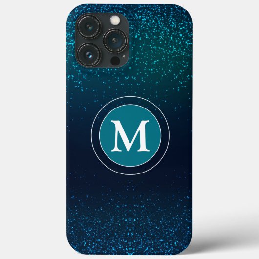 Girl-Aquamariner Glitzer Funkelnd Monogram Case-Mate iPhone Hülle (Rückseite)