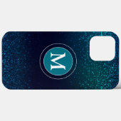 Girl-Aquamariner Glitzer Funkelnd Monogram Case-Mate iPhone Hülle (Rückseite (Horizontal))