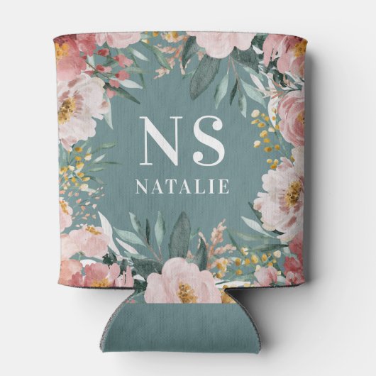 Girl Aquarell Rosa Blütengebäck Dosenkühler (Rückseite)