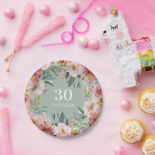 Girl Aquarellblume Geburtstag rosa Chic Pappteller (Party)