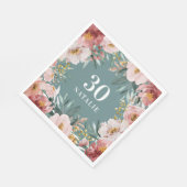 Girl Aquarellblume Geburtstag rosa Chic Serviette (Ecke)