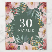 Girl Aquarellblume Geburtstag rosa Chic Weinetikett (Einzelnes Label)