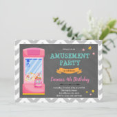 Girl Arcade Vergnügungspark Einladung (Stehend Vorderseite)