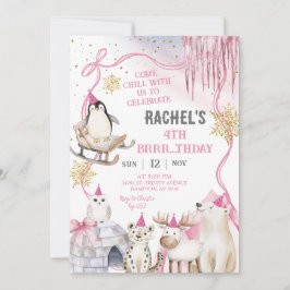 Girl Arctic Animals Birthday Party Invitation Einladung