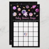 Girl Astronaut Outer Space Baby Dusche Bingo Spiel (Vorne/Hinten)