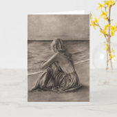 Girl at Beach Grußkarte Karte (Gelbe Blume)