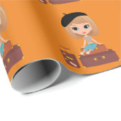 Girl auf Holiday Wrapping Paper Geschenkpapier (Rolleneckpunkt)