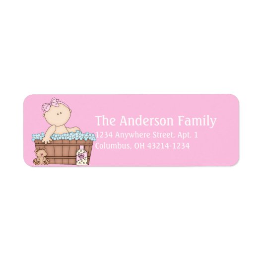 Girl Baby Bathtime Address Labels (Vorne)
