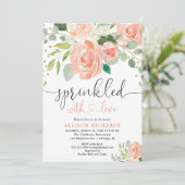 Girl baby bestreuen florale Aquarellfarben Einladung (Stehend Vorderseite)