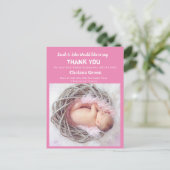 Girl Baby Birth Ankündigung Vielen Dank Postkarte (Stehend Vorderseite)