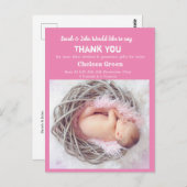 Girl Baby Birth Ankündigung Vielen Dank Postkarte (Vorne/Hinten)