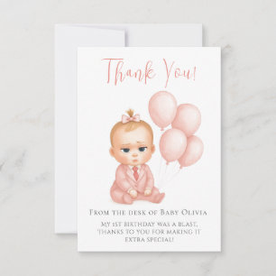 Girl Baby Boss Dankeschön Card - Pink Boss Baby Dankeskarte