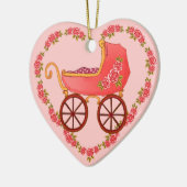 Girl Baby Buggy Herzornament Keramik Ornament (Links)