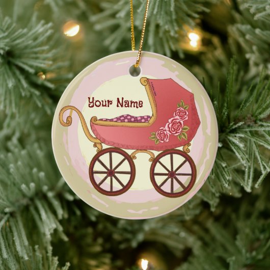 Girl Baby Buggy Keramik Ornament (Baum)