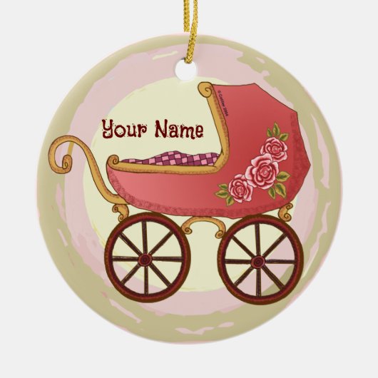 Girl Baby Buggy Keramik Ornament (Vorne)