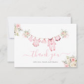 Girl Baby Clothes Babydusche Danke Karte (Vorderseite)