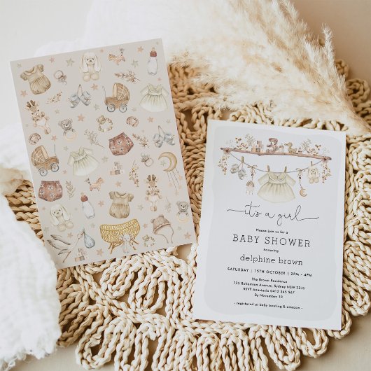 Girl Baby Clothes Bohemisches Kinderzimmer Babydus Einladung
