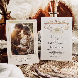 Girl Baby Clothes Boho Neutral Tone Baby Dusche Einladung