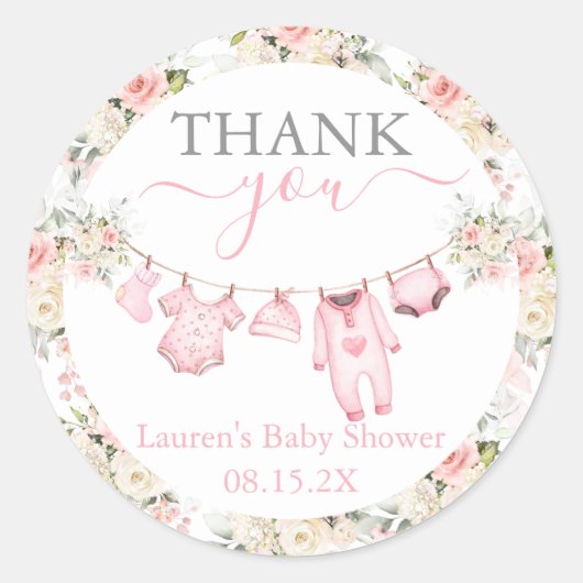 Girl Baby Clothes Kinderdusche Runder Aufkleber (Vorderseite)