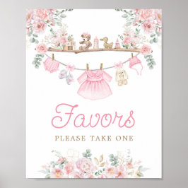 Girl Baby Clothes Pink Clothesline Favorit-Zeichen Poster